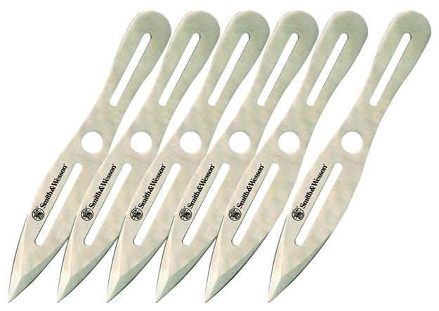 Picture of  Smith & Wesson Knives Swtk8cp Bullseye Throwing Knives 4.50" Fixed Spear Point Plain 2Cr13mov SS Blade, 2Cr13 Stainless Handle, 8" Oal, 6 Pack 028634706280