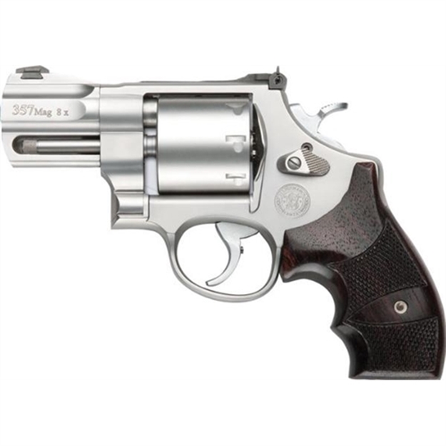 Picture of  Smith & Wesson 170133 Performance Center Model 627 38 S&W Spl +P, 357 Mag 8Rd 2.63" Stainless Steel Barrel & Cylinder Matte Silver Stainless Steel Frame With Wood Grip