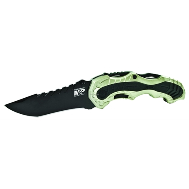 Picture of Smith & Wesson M&P M.A.G.I.C. Assisted Opening Liner Lock Folding Knife, 3.4" Clip Point Blade, Notched Spine, Alum Handle, Safety Lock