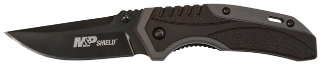 Picture of Smith & Wesson M&P Shield Spring Assisted Clip Folder, 8Cr13mov Black Oxide Blade 2.75 Blade, Nylon Handle, Thumbstud