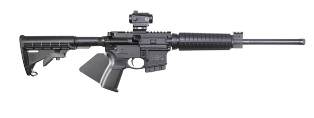 Picture of  Smith & Wesson 12938 M&P15 Sport II OR *Ca Compliant 5.56X45mm Nato 16" 10+1 Black Fixed Black Synthetic Stock Black California Paddle Grip Right Hand Crimson Trace Red Dot
