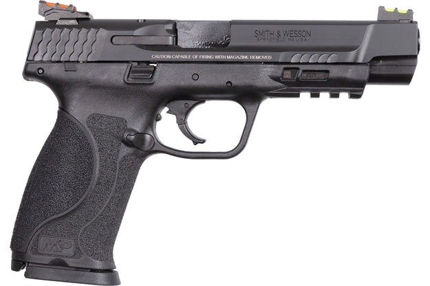 Picture of Smith & Wesson M&P 9 M2.0 Semi-Auto Pistol, 9Mm, 5" Bbl, Pc, Matte Black, 17+1 Rnd Fiber Optic Sights, NO Safety, Clean Kit 11820