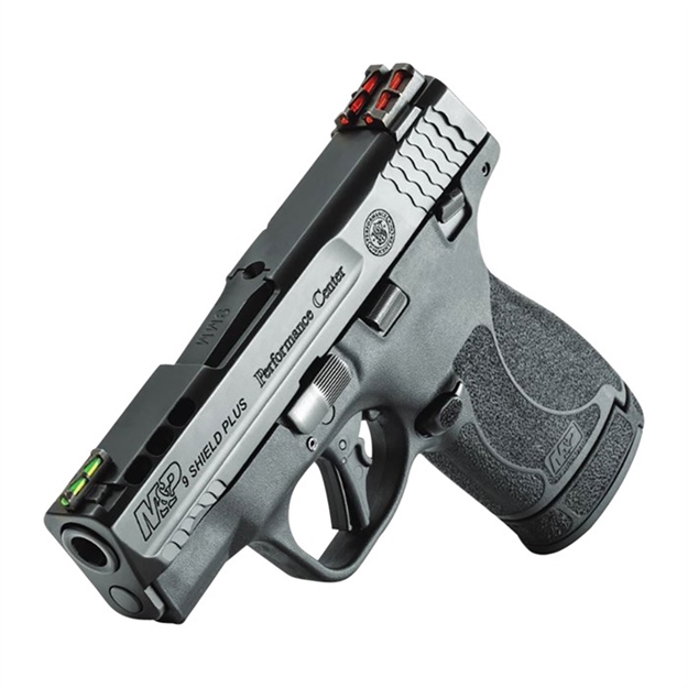 Picture of  Smith & Wesson 13254 M&P Performance Center Shield Plus 9Mm Luger 3.10" Ported Barrel 10+1 OR 13+1, Black Polymer Frame, Ported Armornite Slide, Fiber Optics Sights, Manual Safety 022188886528