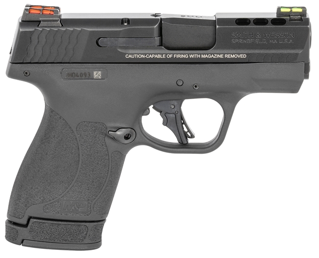 Picture of  Smith & Wesson 13254 M&P Performance Center Shield Plus 9Mm Luger 3.10" Ported Barrel 10+1 OR 13+1, Black Polymer Frame, Ported Armornite Slide, Fiber Optics Sights, Manual Safety 022188886528