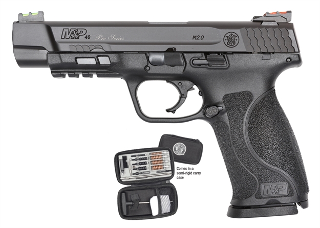 Picture of Smith & Wesson M&P 40 M2.0 Semi-Auto Pistol, 40 S&W, 5" Bbl, Pc, Matte Black, 15+1 Rnd,  Fiber Optic Sights, NO Safety, Clean Kit 11821 022188871180