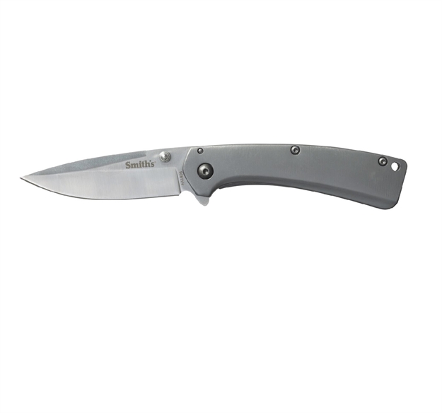 Picture of  Smiths Products 51008 Furrow  2.90" Folding Drop Point Plain Satin Titanium Coated Stainless Steel Blade/Stainless Steel Handle Includes Pocket Clip 027925510087