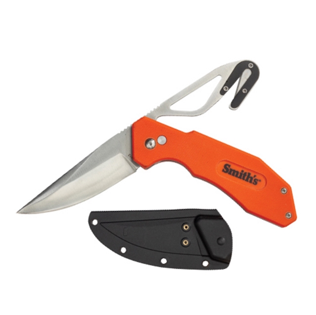 Picture of Smiths Folding Knife N Gut Hook 3 IN Blade Orange G10 Handle