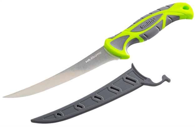 Picture of  Smiths Products 51208 Mr. Crappie Curved Slab Sticker 6" Fixed Fillet Plain 420Hc SS Blade Gray/Green Tpe Handle Includes Sheath