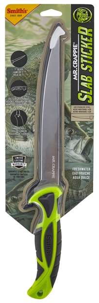Picture of  Smiths Products 51209 Mr. Crappie Slab Sticker 7" Fixed Fillet Plain 420Hc SS Blade Gray/Green Tpe Handle Includes Sheath