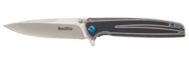 Picture of  Smiths Products 51275 Imfima  3.26" Folding Drop Point Plain Bead Blasted 3Cr13mov SS Blade/ Bead Blasted Stainless Steel Handle Includes Pocket Clip