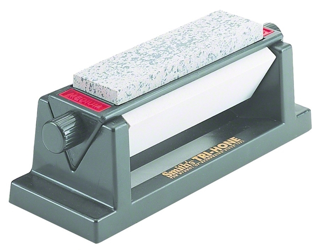 Picture of Smiths Products 51444 3-Stone Sharpening System 6" Fine/Medium/Coarse Synthetic, Arkansas, Sharpener Rubber Handle Gray TRI-6 027925060063
