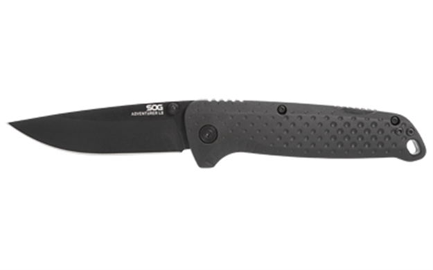 Picture of S.O.G Sog13110143 Adventure LB 3.50" Folding Drop Point Plain Black Tini 5Cr15mov Blade, Black Textured Grn Handle SOG13110157