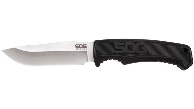 Picture of S.O.G Sogfk1001cp Field  4" Fixed Clip Point Plain Satin 7Cr17mov SS Blade Black Tpr Handle Includes Sheath FK1001-CP
