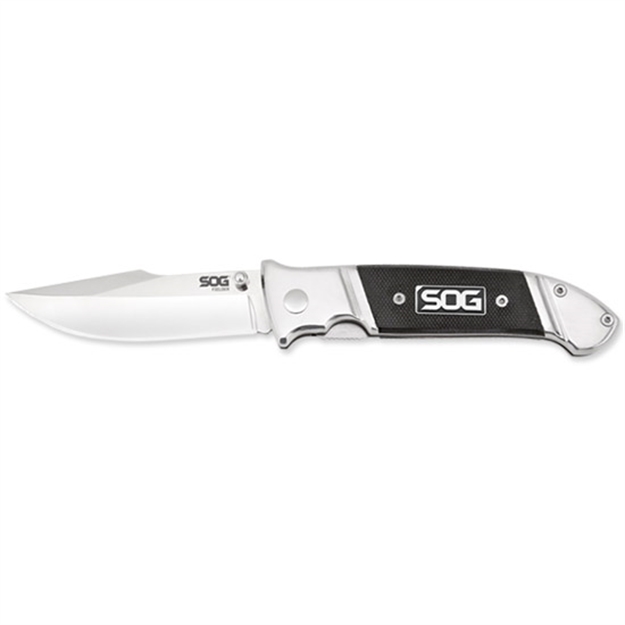 Picture of S.O.G Sog-Ff38-Cp Fielder  3.30" Folding Clip Point Plain Satin 7Cr17mov SS Blade Black G10 Handle Includes Belt Clip FF38CP 729857001823