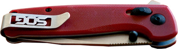 Picture of  S.O.G Sogtm1023cp Terminus XR 2.95" Folding Clip Point Plain Stonewashed D2 Steel Blade Crimson Textured G10 Handle Includes Pocket Clip 729857009737