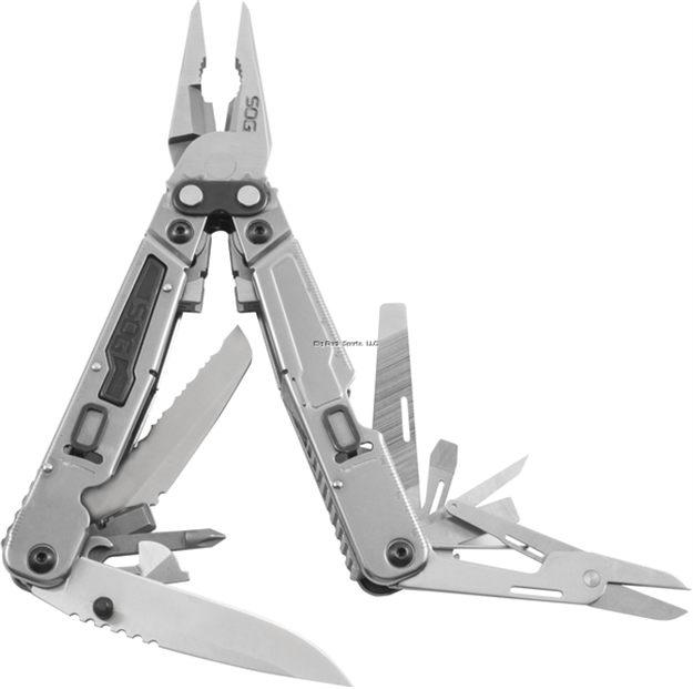 Picture of Sog Knives Powergrab Multi Tool, 19 Tools, Compound Leverage, Stone Wash Finish, Molded Sheath, Clam