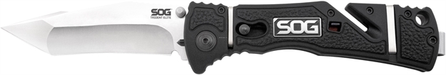 Picture of Sog Knives Trident Elite Assisted Opening Folding Knife, 3.7" Tanto Blade, Black Nylon Handle, Boxed