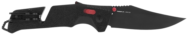 Picture of S.O.G Sog11120141 Trident AT 3.70" Folding Clip Point Plain Black Tini Cryo D2 Steel Blade/Black W/Red Accents Grn Handle Features Line Cutter/Glass Breaker SOG-11-12-01-41