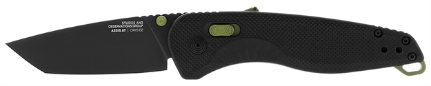 Picture of S.O.G Sog11410941 Aegis AT 3.13" Folding Drop Point Plain Black Tini Cryo D2 Steel Blade/Black W/Moss Accents Grn Handle SOG-11-41-09-41