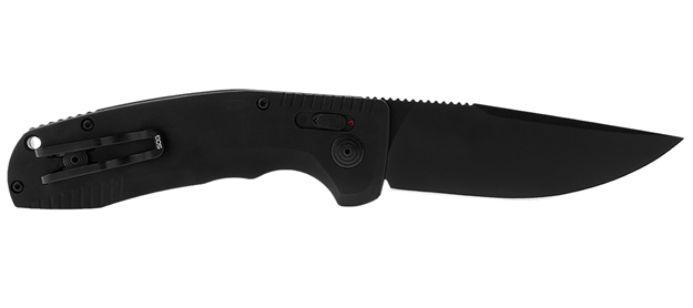 Picture of S.O.G Sog15380157 Sog-Tac Auto 3.43" Folding Plain Black Tini Cryo D2 Steel Blade Black Micro-Textured Anodized Aluminum Handle Includes Pocket Clip SOG-15-38-01 729857011679