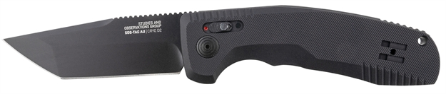Picture of S.O.G Sog15380357 Sog-Tac Auto 3.43" Folding Tanto Plain Black Tini Cryo D2 Steel Blade Black Micro-Textured Anodized Aluminum Handle Includes Pocket Clip SOG-15-38-03