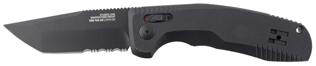 Picture of S.O.G Sog15380457 Sog-Tac Auto 3.43" Folding Tanto Part Serrated Black Tini Cryo D2 Steel Blade Black Micro-Textured Anodized Aluminum Handle Includes Pocket Clip SOG-15-38-04