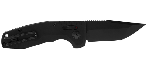 Picture of  S.O.G Sog-15-38-09 Sog-Tac Auto Compact 2.94" Folding Tanto Plain Black Tini Cryo D2 Steel Blade Black Micro-Textured Anodized Aluminum Handle Includes Pocket Clip