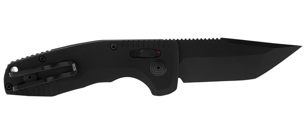 Picture of  S.O.G Sog-15-38-10 Sog-Tac Auto Compact 2.94" Folding Tanto Part Serrated Black Tini Cryo D2 Steel Blade Black Micro-Textured Anodized Aluminum Handle Includes Pocket Clip