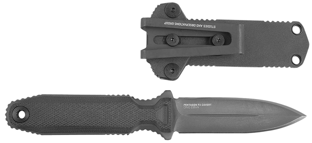 Picture of S.O.G Sog17610357 Pentagon FX Covert 3.41" Fixed Spear Point Plain Black Titanium Nitride Cryo Cpm S35vn Blade/G10 Blackout Handle SOG-17-61-03-57 729857011525