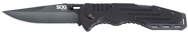 Picture of  S.O.G Sog-Ff11-Cp Salute  3.62" Folding Clip Point Plain Black Hardcased 8Cr13mov SS Blade Black G10 Handle Includes Belt Clip