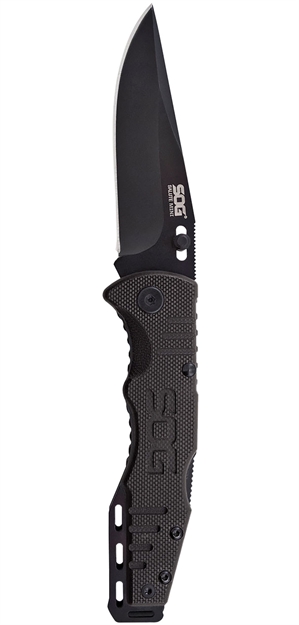 Picture of  S.O.G Sog-Ff1101-C Salute Mini 3.10" Folding Clip Point Plain Black Oxide 8Cr13mov SS Blade Black G10 Handle Includes Pocket Clip