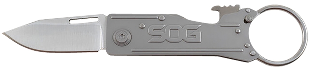 Picture of S.O.G Sog-Kt1001-C Keytron  1.80" Folding Plain Clip Point Grey 5Cr13mov SS Blade/ Grey Stainless Steel Handle KT1001CP