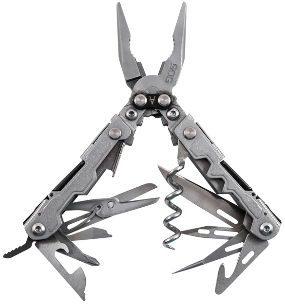 Picture of S.O.G Sog-Pl1001-C Powerlitre  Stonewashed 5Cr15mov Stainless Steel 5.10" Long Features 19 Tools PL1001-CP
