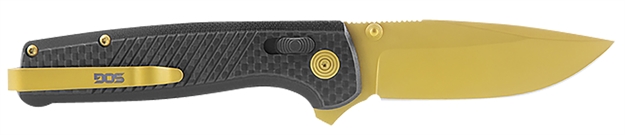 Picture of S.O.G Sogtm1033bx Terminus XR Lte 2.95" Folding Clip Point Plain Gold Ticn Cryo Cpm S35vn Steel Blade Black G10/Carbon Fiber Handle Features Box Packaging Includes Pocket Clip SOG-TM1033-BX 729857011815