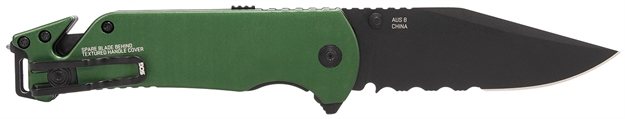 Picture of S.O.G Sog11520157 Escape Atk 2.0 Edc 3.40" Folding Clip Point Part Serrated Black Hardcased Aus-8A SS Blade, 4.60" Green/Black Aluminum Handle, Presentation Box SOG-11-52-01-57