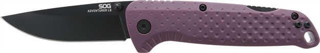 Picture of S.O.G Sog13110443 Adventure LB 3.50" Folding Drop Point Plain Black Tini 5Cr15mov Blade, Dark Purple Textured Grn Handle SOG13110457