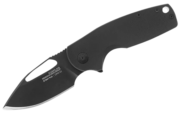 Picture of  S.O.G Sog14030257 Stout Flk 2.62" Folding Clip Point Plain Black Tini Cryo D2 Blade, Black Textured G10 Handle 729857012256