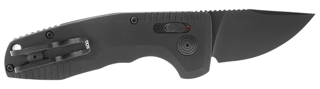 Picture of S.O.G Sog15381157 Sog-Tac Auto Compact *Ca 1.96" Folding Straight Back Plain Black Tini Cryo D2 Steel Blade Black Micro-Textured Anodized Aluminum Handle Includes Pocket Clip SOG-15-38-11