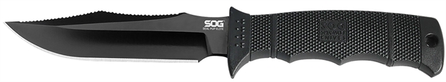 Picture of  S.O.G Soge37sncp Seal Pup Elite 4.85" Fixed Clip Point Plain Black Hardcased Ticn Aus-8A SS Blade/Black W/Grip Lines Grn Handle Includes Lanyard/Sheath