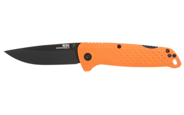 Picture of  S.O.G Sog11060243 Tellus Atk 3.50" Folding Clip Point Plain Stonewashed Cryo 440C SS Blade/ Black Textured W/Orange Backspacer Grn Handle Includes Belt Clip 888151046135