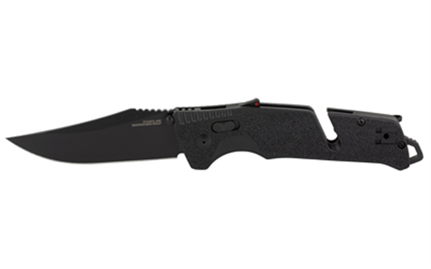 Picture of S.O.G Sog11120541 Trident AT 3.70" Folding Clip Point Plain Black Tini Cryo D2 Steel Blade/Blackout Grn Handle Features Line Cutter/Glass Breaker SOG-11-12-05-41 729857010870