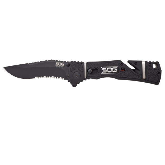 Picture of Sog Trident Elite Partially Serrated Black Tini Clip Point