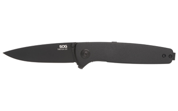 Picture of  S.O.G Sog11150143 Twitch Iii 3.10" Folding Drop Point Plain Black Tini 154Cm SS Blade, Black Aluminum Handle