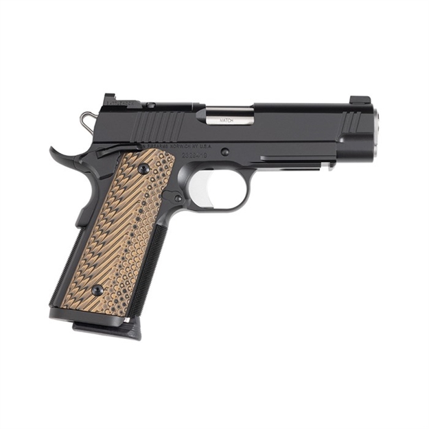 Picture of  Dan Wesson 01795 Specialist Commander Full Size Frame 45 Acp 8+1 4.25" Stainless Steel Barrel, Black Duty Serrated Steel Slide, Black Duty Steel Frame W/Picatinny Rail, Black/Brown G10 Grip