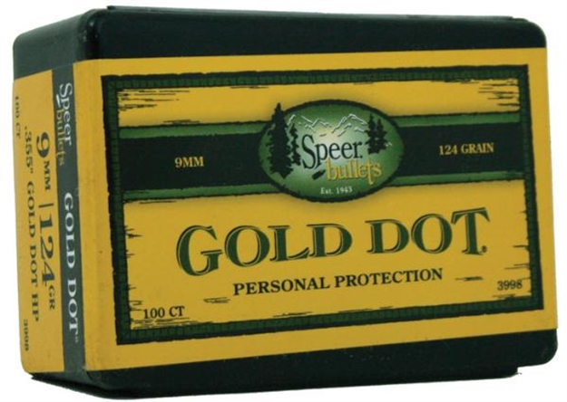 Picture of  Speer 3998 Gold Dot Personal Protection 9Mm 124Gr Hollow Point 100 Per Box/5 Case 076683039989