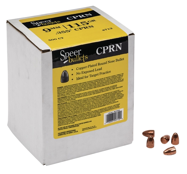 Picture of Speer Plinker Handgun Copper Plated Round Nose Bullets 355-115Gr, 500 CT 4712 076683047120