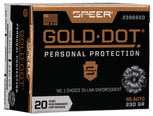 Picture of Speer Ammunition Gold Dot Personal Protection Handgun Ammo 45 Acp, Gdhp, 230 Gr, 890 Fps, 20 Rnd, Boxed 23966GD
