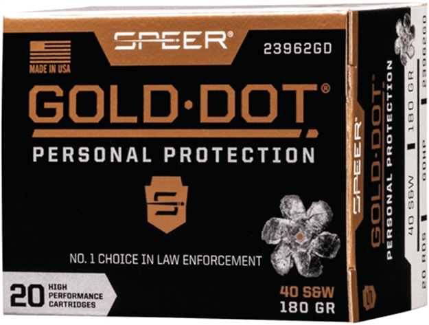 Picture of Speer Gold Dot 40 SW 180Gr Gdhp 20Rd 10Bx/Cs 23962GD