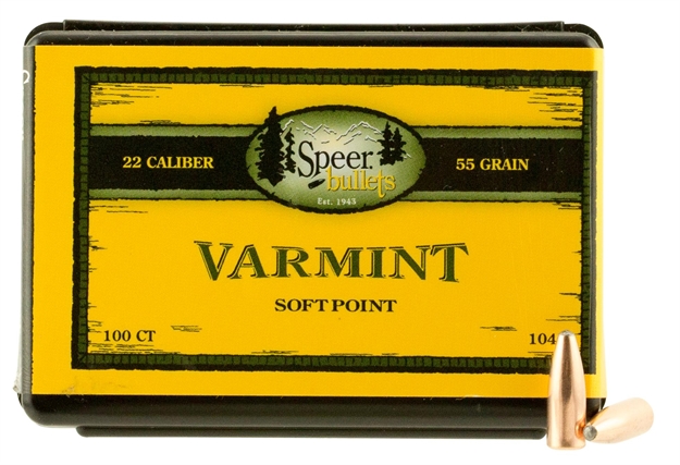 Picture of  Speer 1047 Varmint  22Cal 55Gr Jacketed Soft Point 100 Per Box/5 Case 076683010476