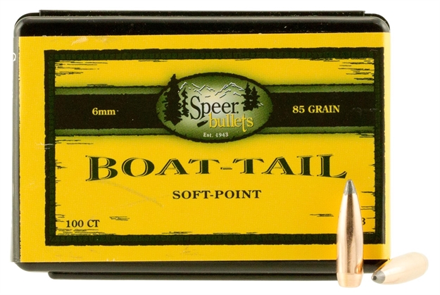 Picture of  Speer 1213 Boat-Tail  6Mm 85Gr Jacketed Soft Point Boat Tail 100 Per Box/5 Case 076683012135